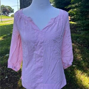 Lilly Pulitzer Pink Puff Sleeve Ruched Blouse